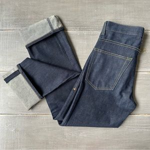 Imogene+Willie Rigid Denim Mid-Rise Jeans Dark Wash Straight Leg Cuffed Hem